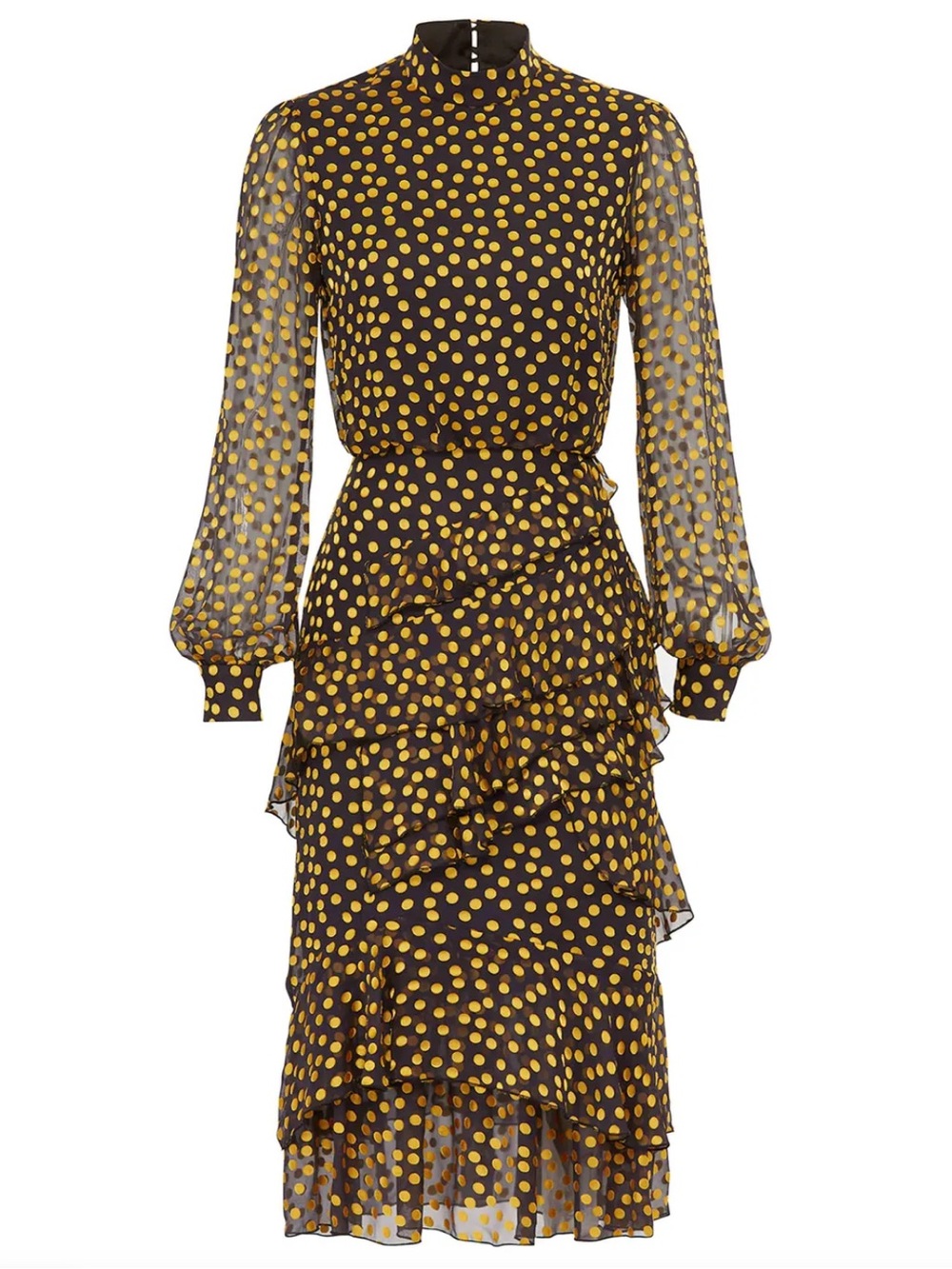 Saloni isla gold polka dot dress.